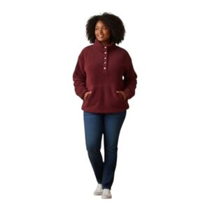 Athleta Cozy Snap Sherpa Size 1X in Maroon Zippered Pockets Heavyweight
